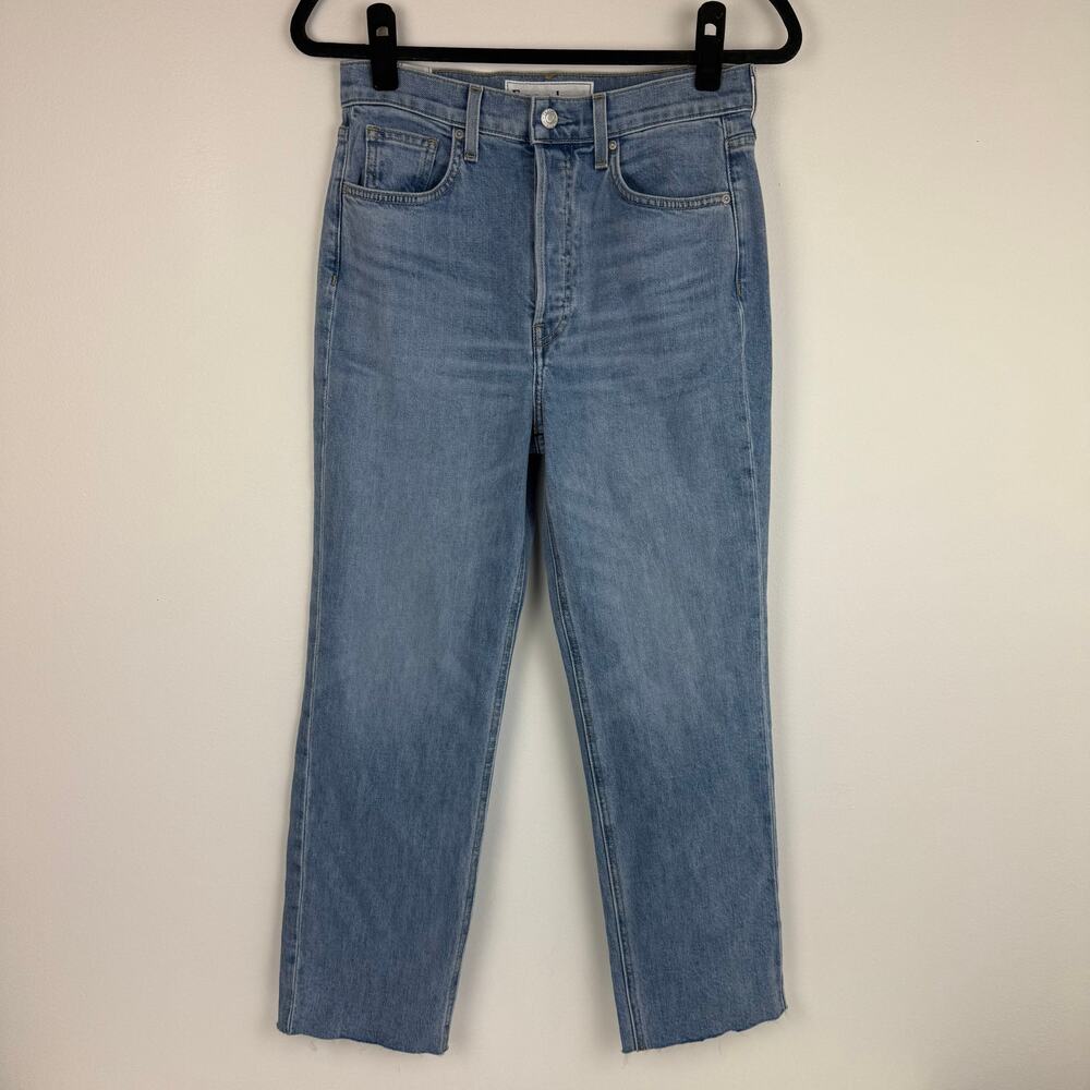 Frank & Eileen Womens Monaghan High Rise Button-Fly Straight Light Wash Jeans 28